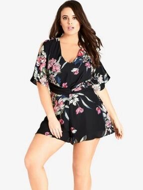 City Chic Black Floral Romper